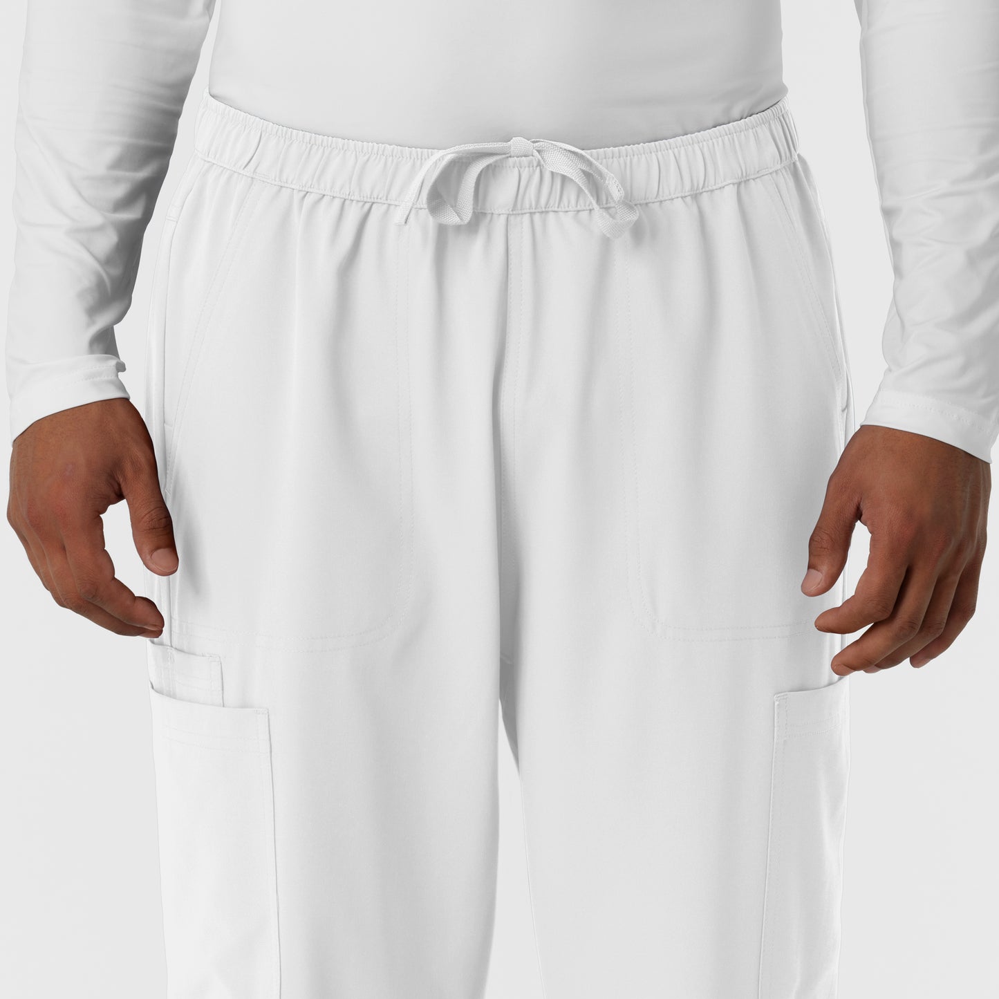 NURTUR 5380 Men's Straight Leg Cargo Scrub Pants White