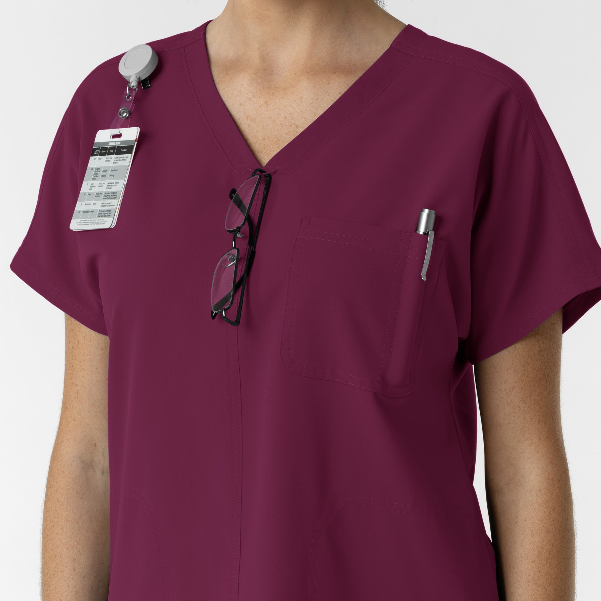 NURTUR 6280 Women's Drop Shoulder Tunic Scrub Top Wine