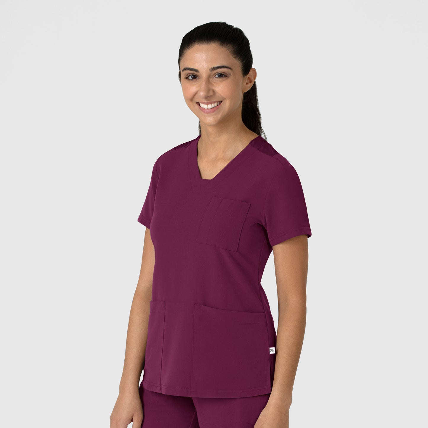 Nova 6132 Flex-n-Reach V-Neck Scrub Top Wine Model Image Right Side | Wink