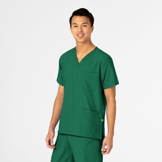 W123 6855 Unisex 4 Pocket Utility Scrub Top Hunter Model Image Right Side | Wink