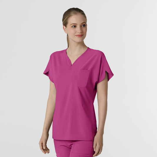 RENEW 6634 Dolman Scrub Top Raspberry Model Image Right Side | Wink