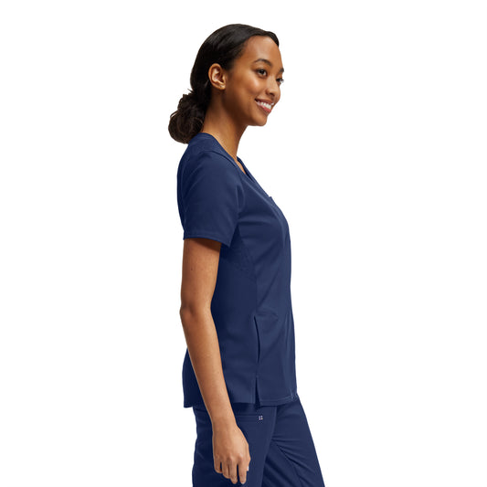 VIBE WT119 Women's 2 Pocket V Neck Scrub Top Navy Image