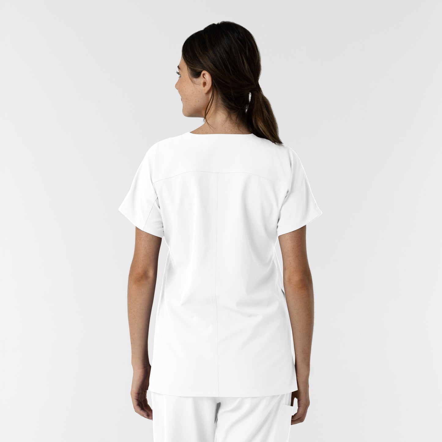 NURTUR 6280 Women's Drop Shoulder Tunic Scrub Top White