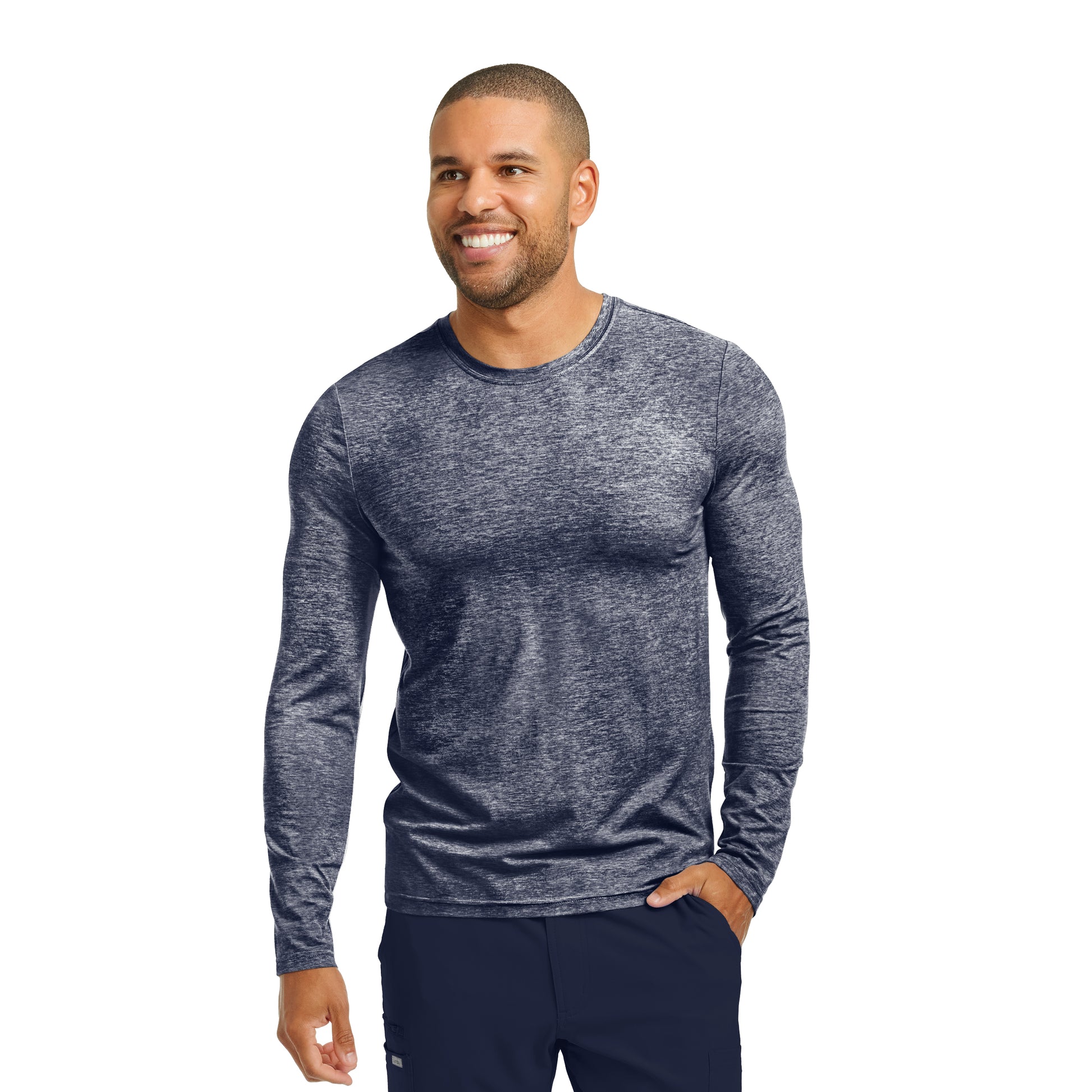 Forward LT112 Men's Long Sleeve Tee Heather Navy Image