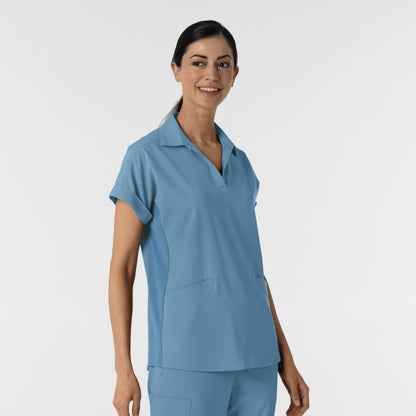 RENEW 6934 Women’s Flex-n-Reach Collared Scrub Top Pacific Blue