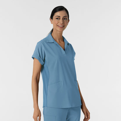 RENEW 6934 Women’s Flex-n-Reach Collared Scrub Top Pacific Blue