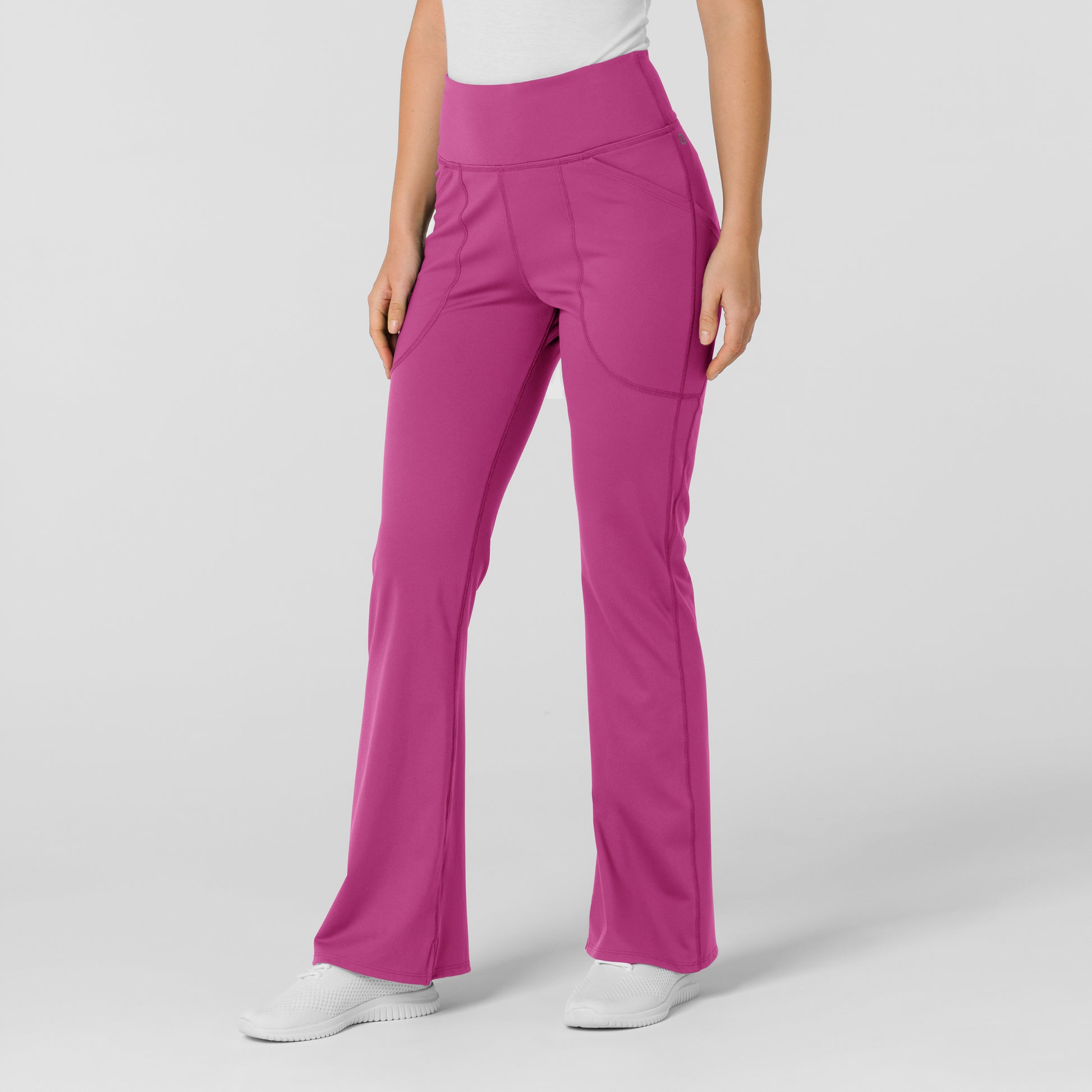 RENEW 5459 Knit Flare Yoga Scrub Pants Raspberry Model Image Right Side | Wink