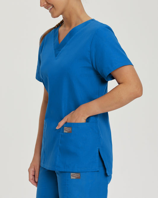 Scrub Zone 70221 Women's 3 Pocket V Neck Scrub Top Royal Blue Image