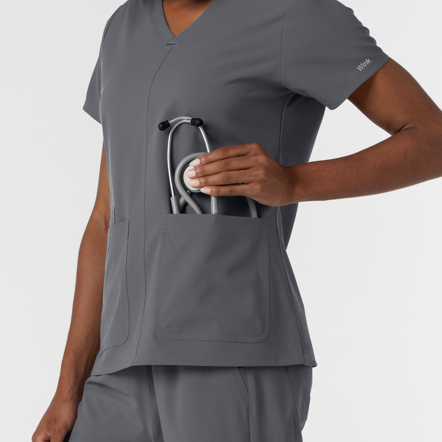NURTUR 6180 Women's V-Neck Scrub Top Pewter