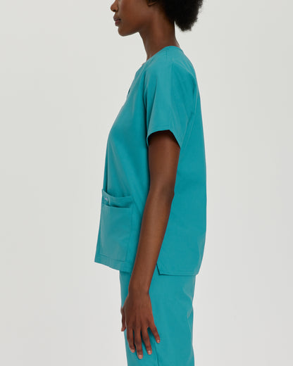 Essentials 8219 Women's 4 Pocket V Neck Scrub Top Teal Image