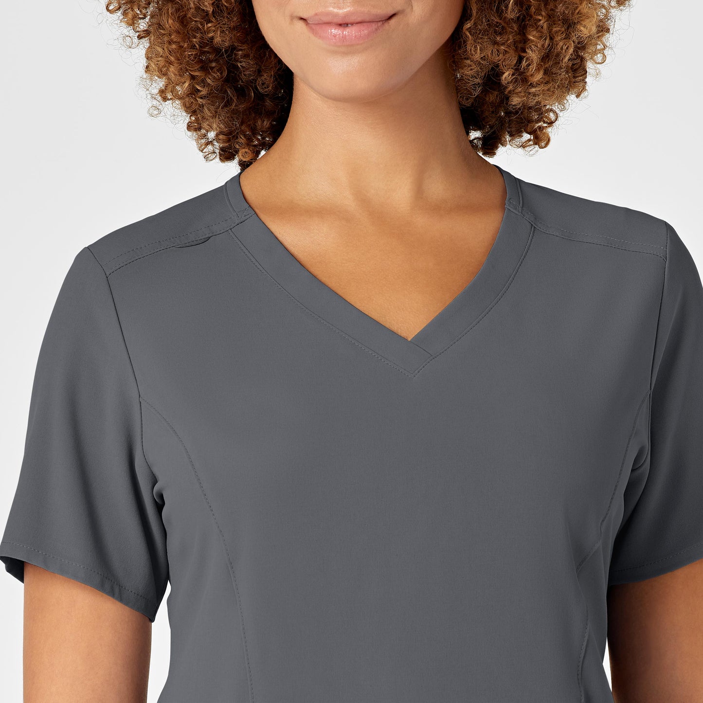 RENEW 6134 V-Neck Scrub Top Pewter Model Image Left Side | Wink