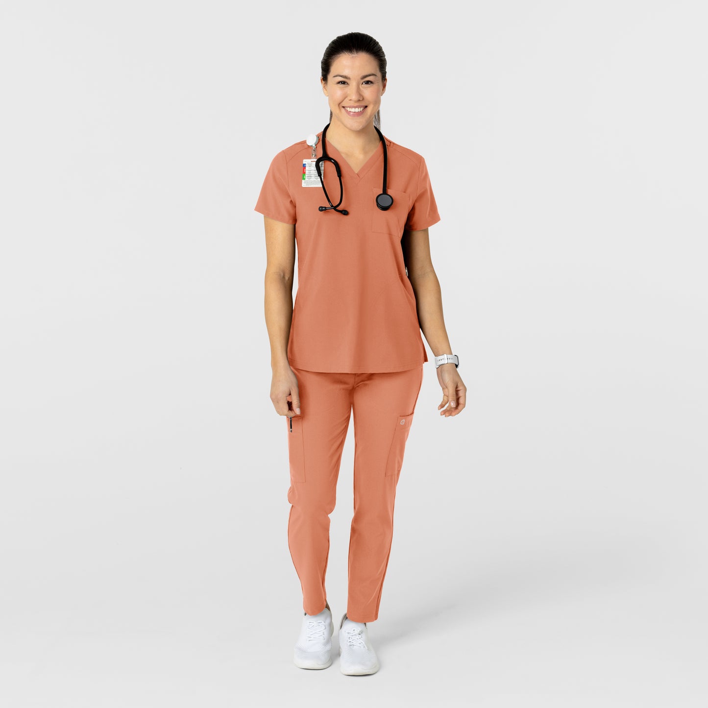 W123 5045 Flex-n-Reach Track Scrub Pants Terracotta Model Image Alternate | Wink