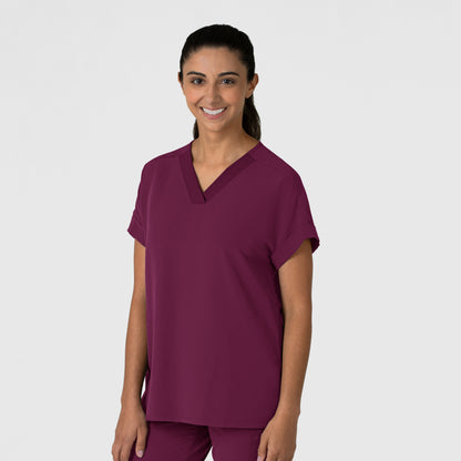 Nova 6232 Drop Shoulder Boxy Scrub Top Wine Model Image Right Side | Wink