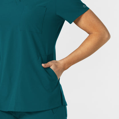 W123 6045 Flex-n-Reach V-Neck Scrub Top Caribbean Model Image Alternate | Wink