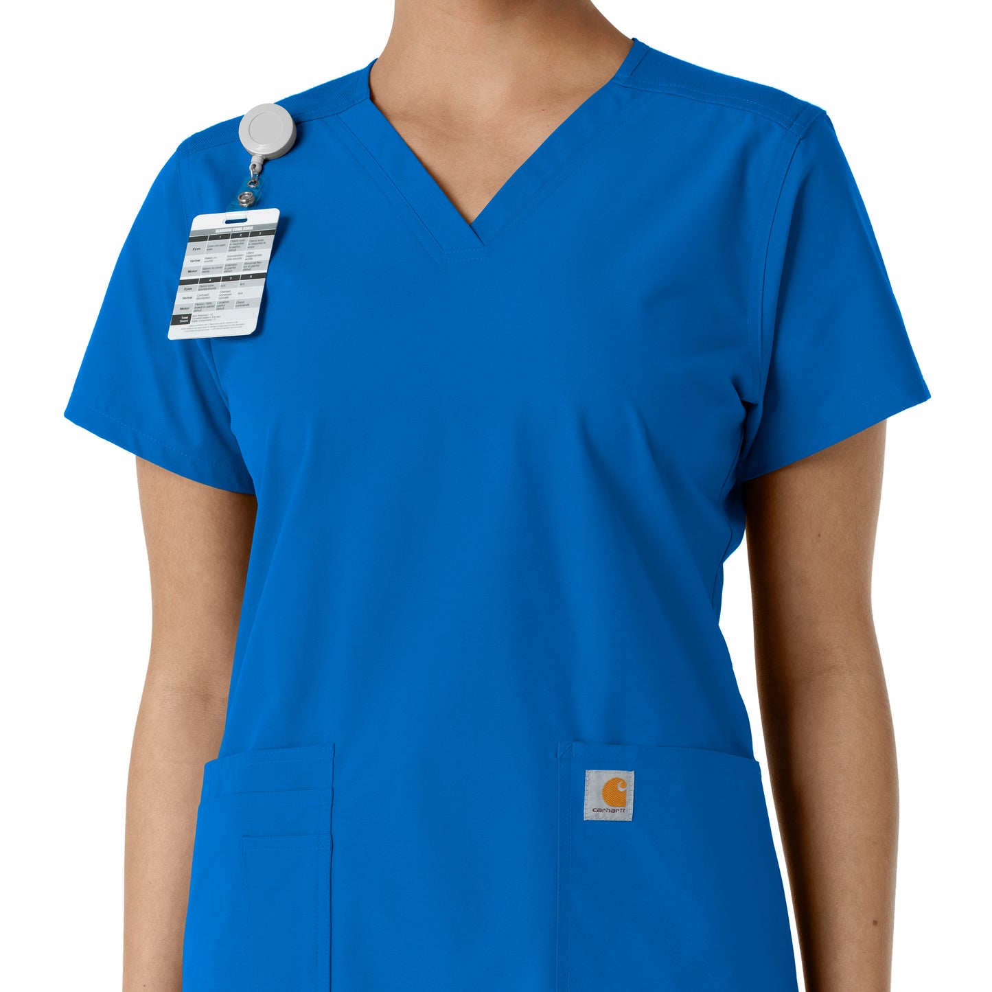 Force Essentials C12313 V-Neck Knit Panel Scrub Top Royal Model Image Alternate | Carhartt