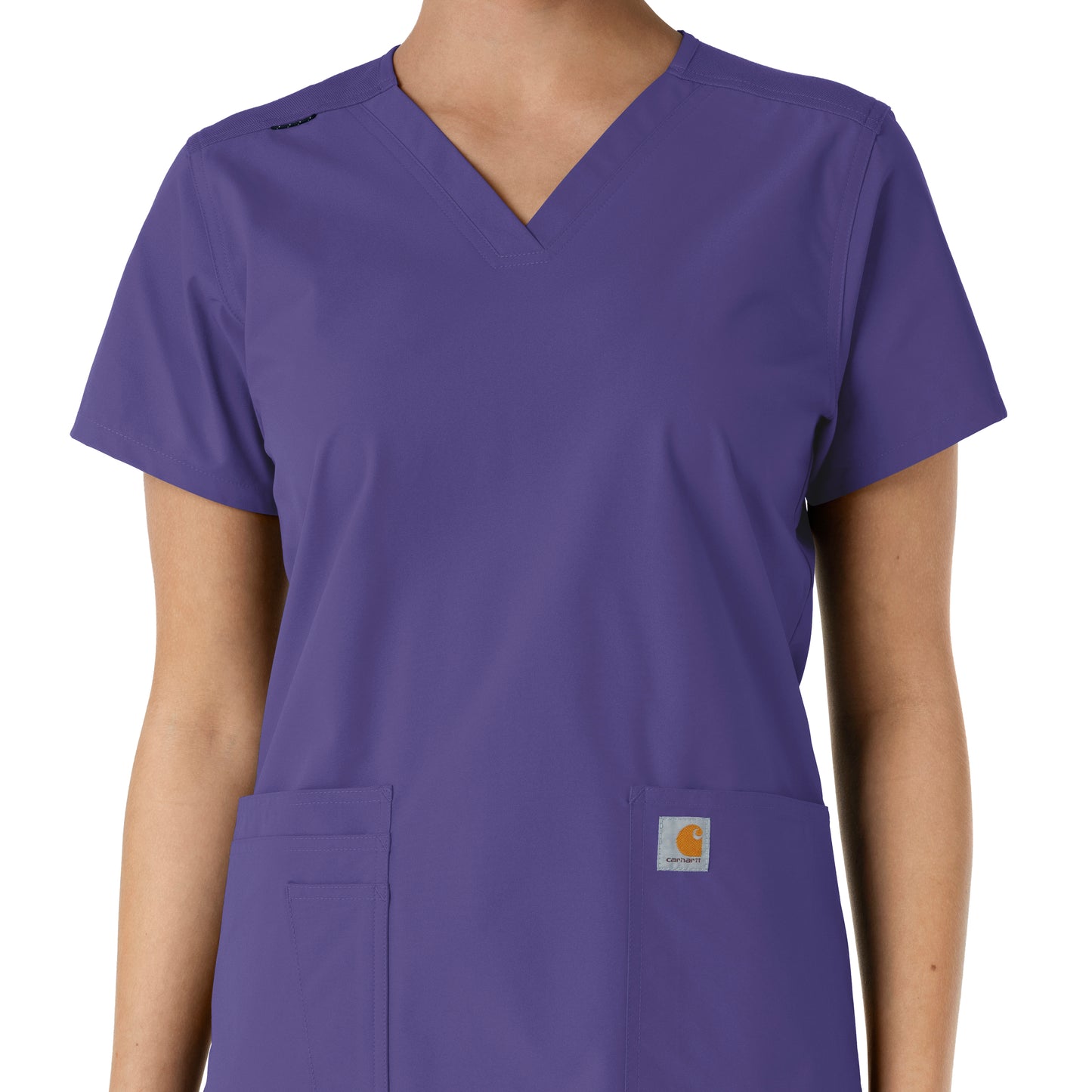 Force Essentials C12313 V-Neck Knit Panel Scrub Top Grape Model Image Left Side | Carhartt