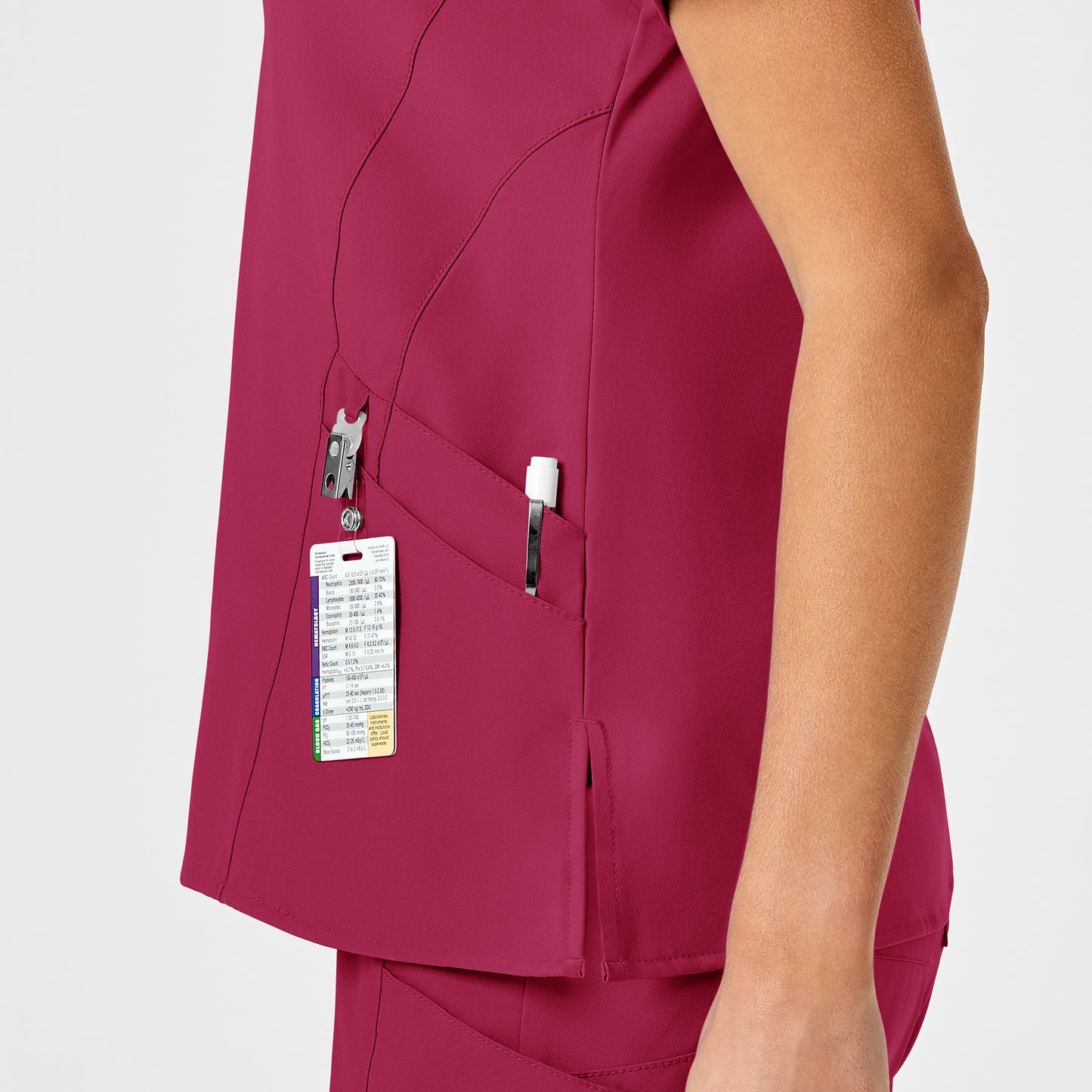 W123 6155 Stylized V-Neck Scrub Top Viva Magenta Model Image Alternate | Wink