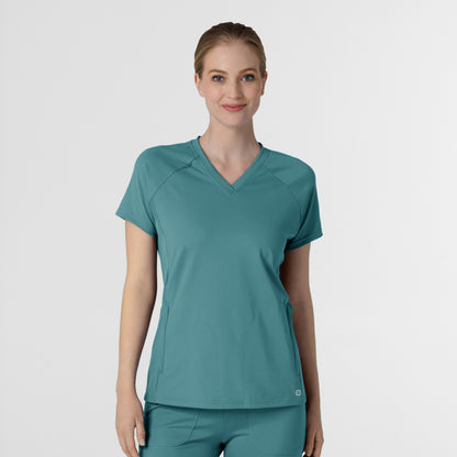 RENEW Knit 6259 Women's Flex-n-Reach V-Neck Raglan Scrub Top Vintage Teal