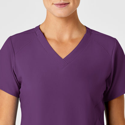 W123 6155 Stylized V-Neck Scrub Top Eggplant Model Image Left Side | Wink