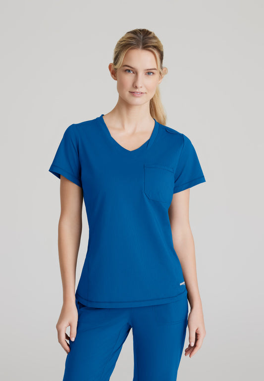 Skechers Slip-Ins Knits SKT221 Flow Knit Scrub Top New Royal Model Image Front | Barco