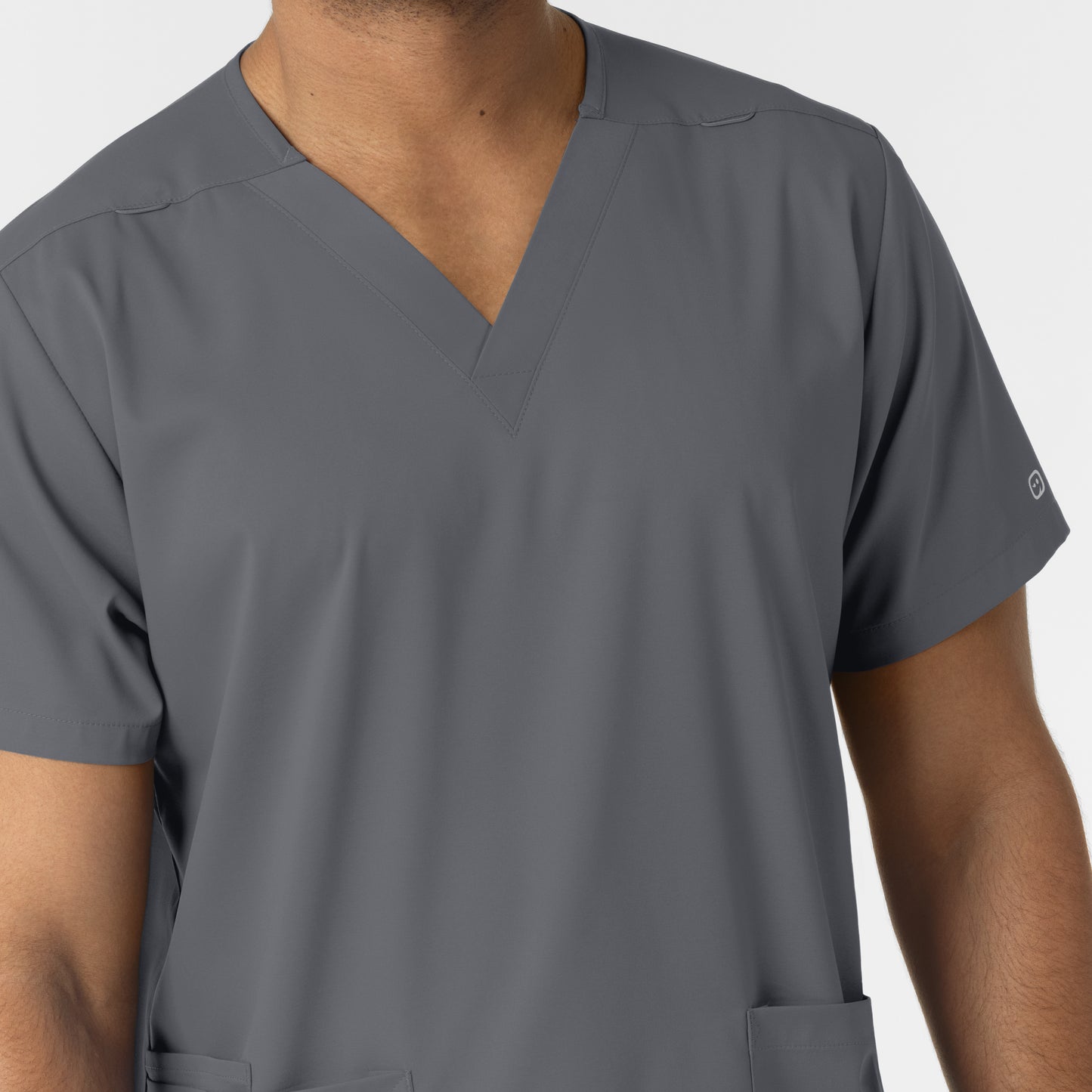 Boundless 6051 Unisex V-Neck Scrub Top Pewter Model Image Left Side | Wink