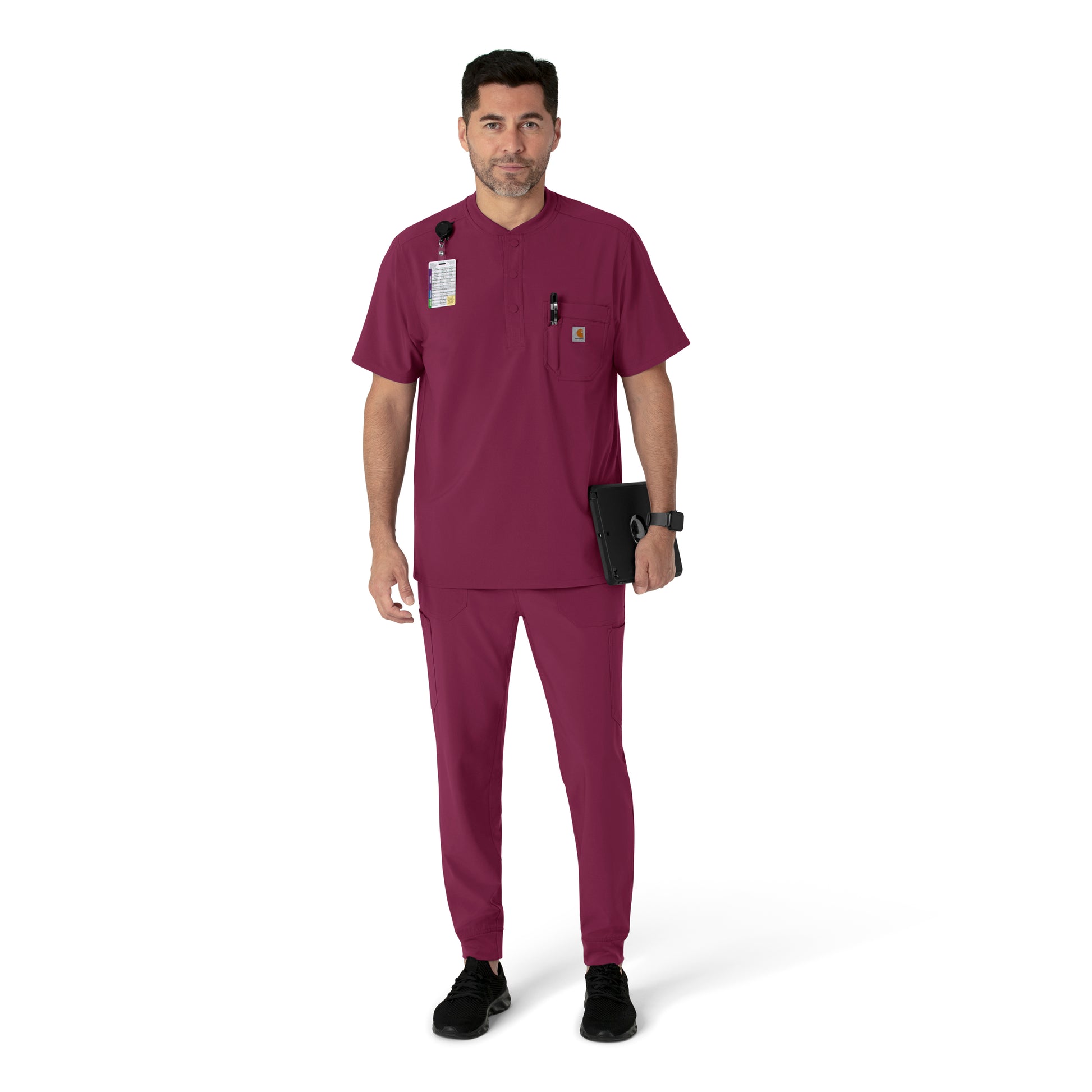 Force Cross-Flex C56310 Men's Jogger Scrub Pant Wine Model Image Right Side | Carhartt