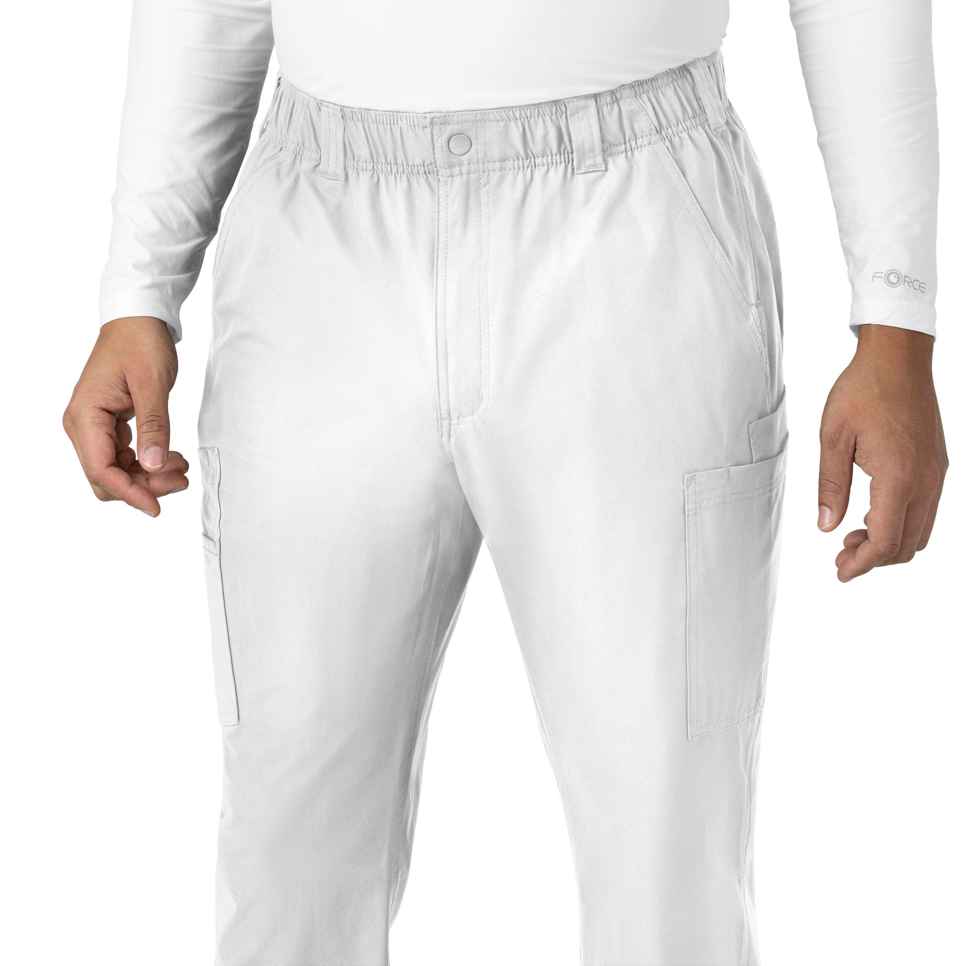 Force Essentials C56113 Men's Straight Leg Cargo Scrub Pants White Model Image Alternate | Carhartt