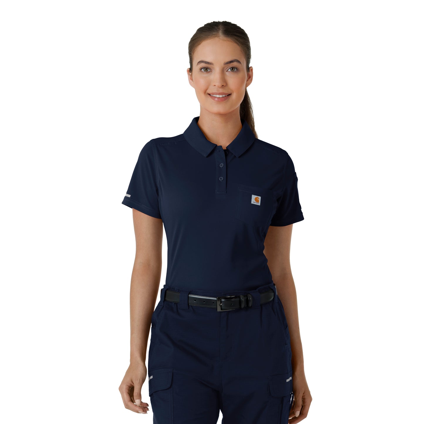 Rugged Flex C12119 Women's Lightweight Short Sleeve Polo Scrub Top Dark Navy