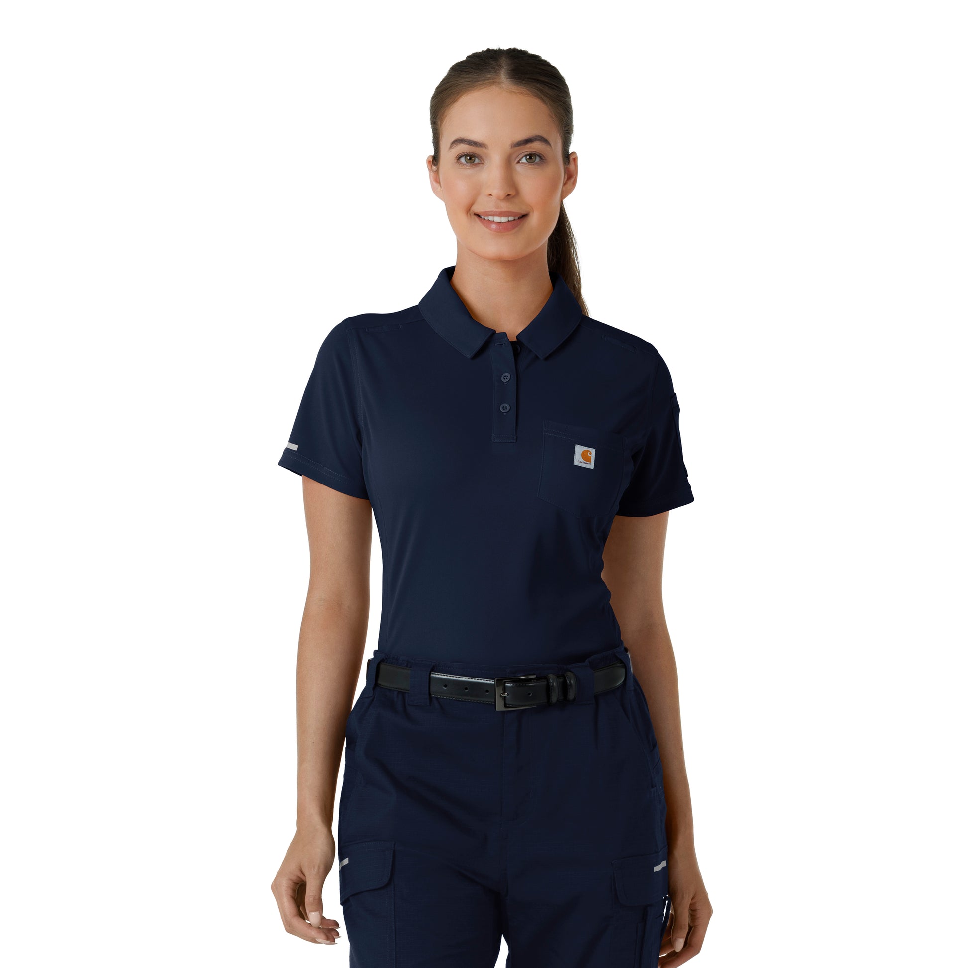 Rugged Flex C12119 Women's Lightweight Short Sleeve Polo Scrub Top Dark Navy