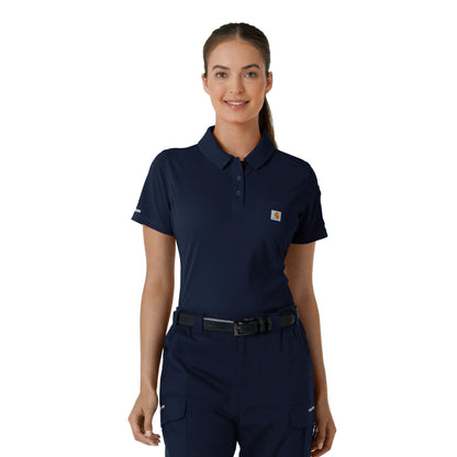 Rugged Flex C12119 Women's Lightweight Short Sleeve Polo Scrub Top Dark Navy