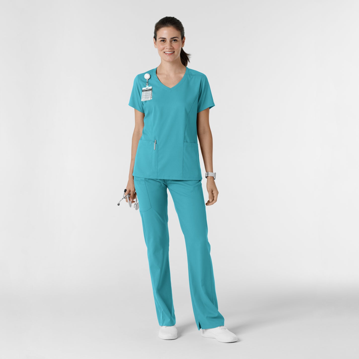 Boundless 5251 Bootcut Scrub Pants Teal Model Image Alternate | Wink