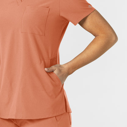 W123 6045 Flex-n-Reach V-Neck Scrub Top Terracotta Model Image Alternate | Wink