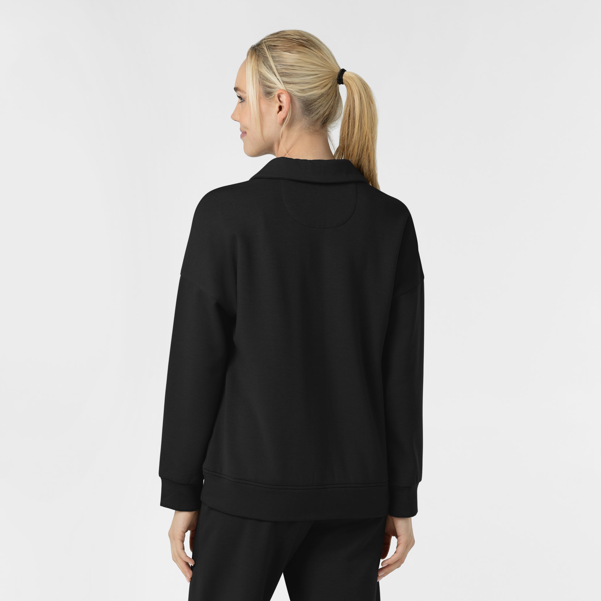 Unwind & Lounge 6189 Women's Relaxed Pullover Polo Black
