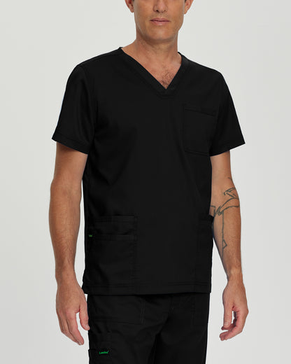 ProFlex 4253 Men's 4 Pocket V Neck Scrub Top Black Image