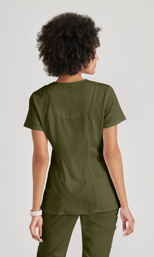 Grey's Anatomy Stretch GRST045 Serena Scrub Top Olive