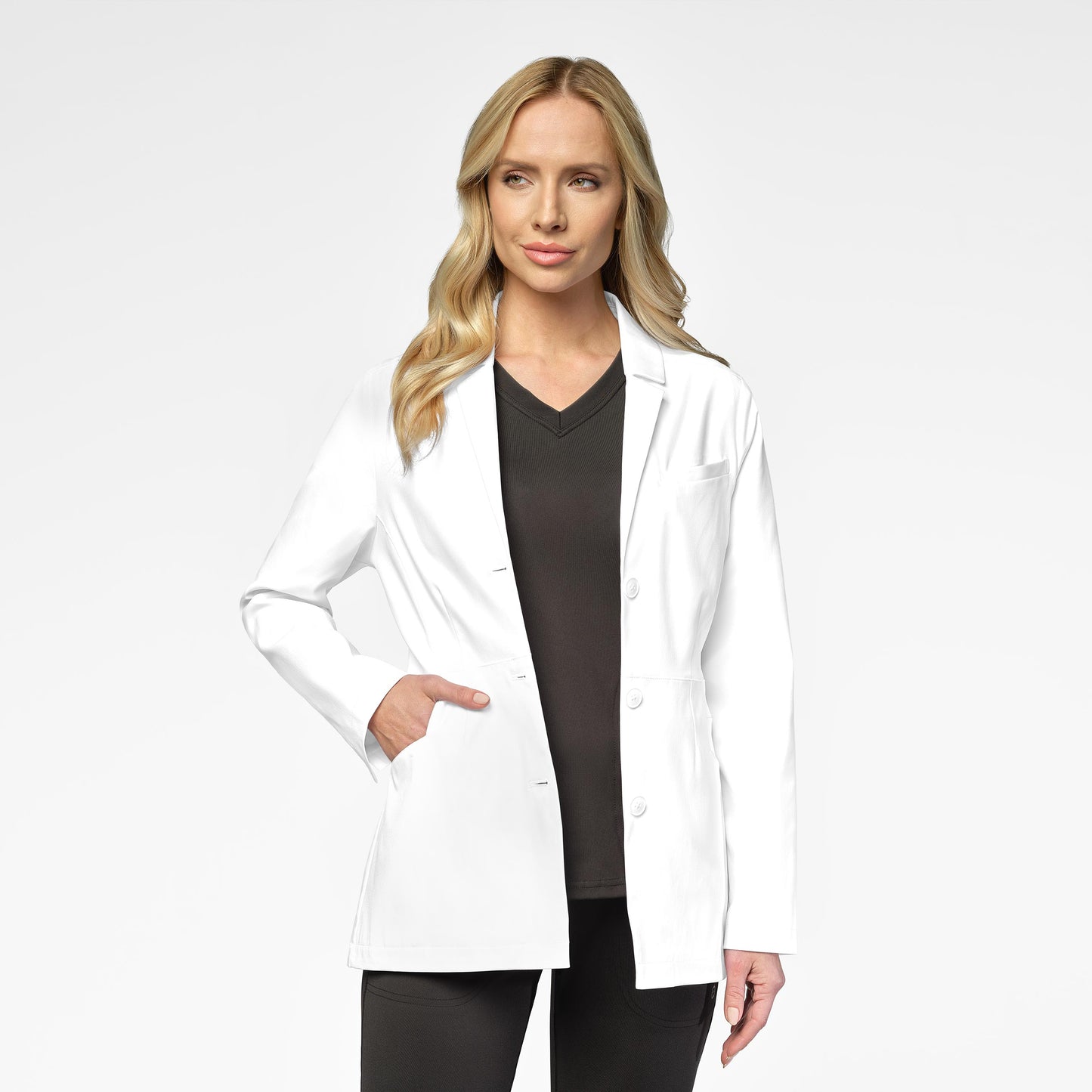 Slate 7272 28 Inch Doctors Coat White Model Image Left Side | Wink