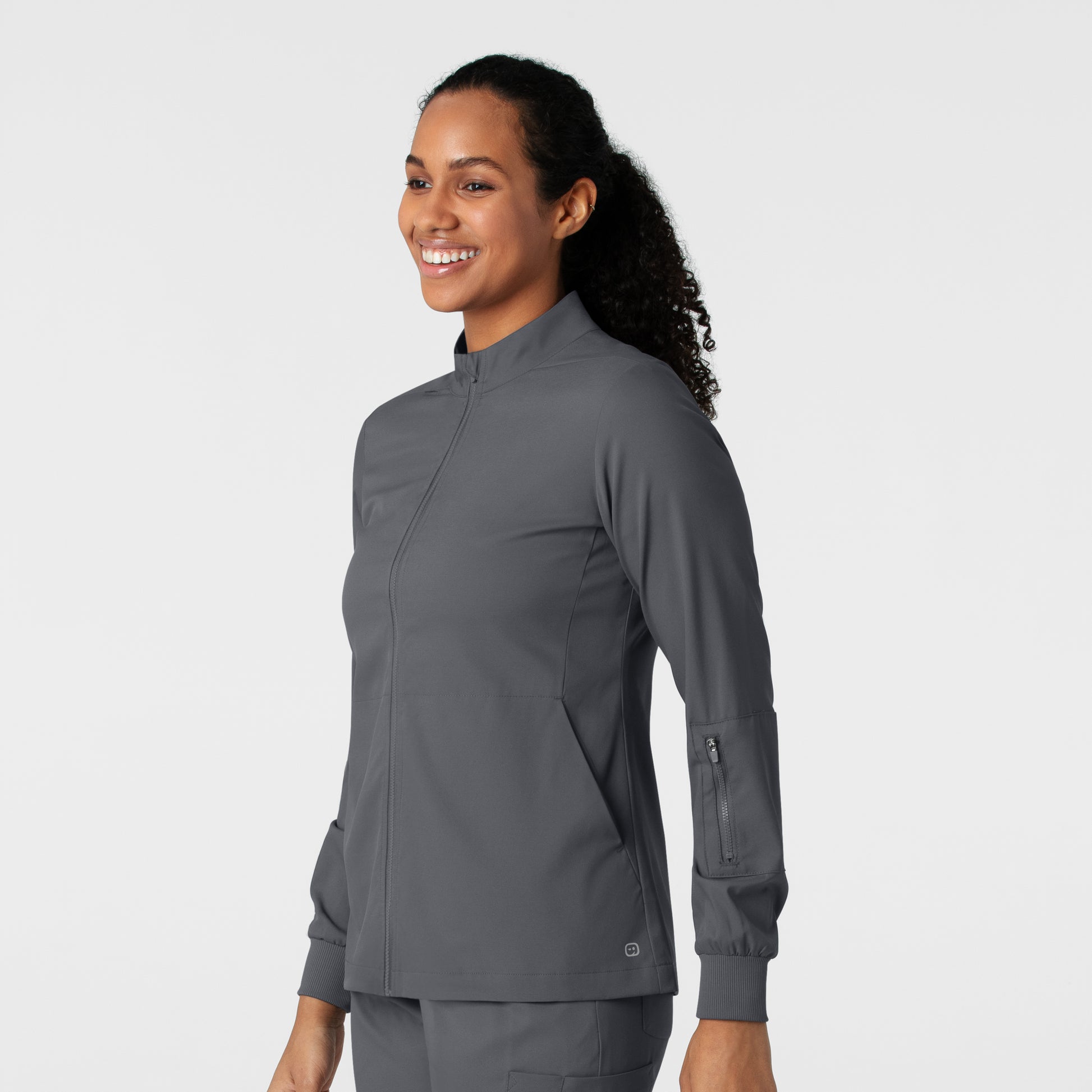 Boundless 8151 Warm Up Scrub Jacket Pewter Model Image Right Side | Wink