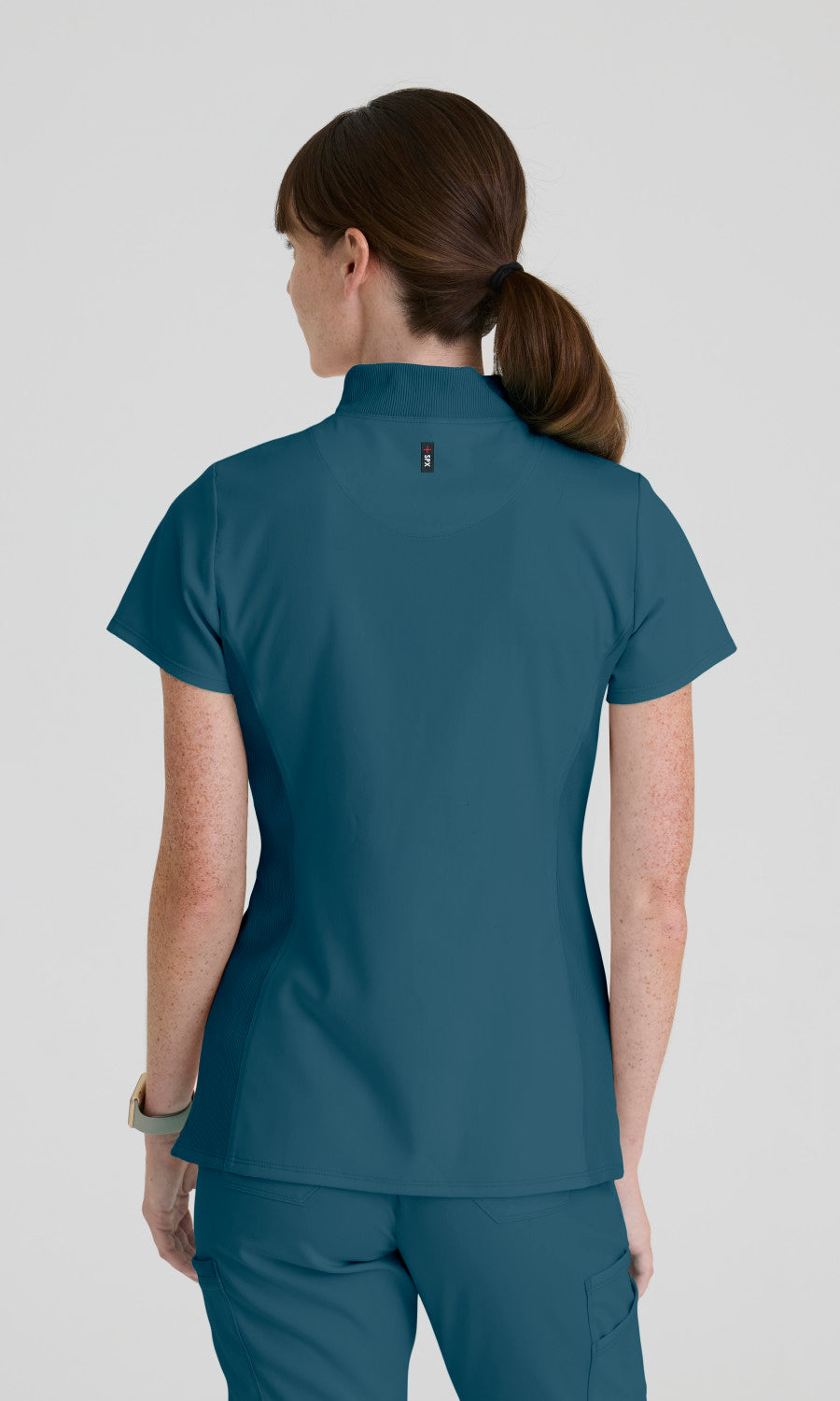 Greys Anatomy Spandex Stretch GRST292 Women's Kristi Top in Bahama by Barco Model Image Back