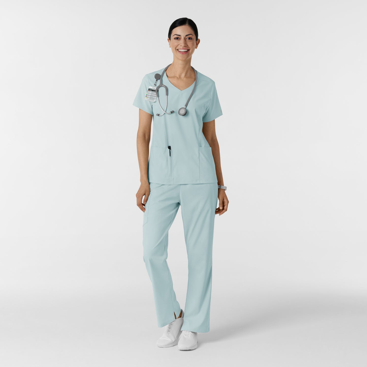 Boundless 6251 2-Pocket V-Neck Scrub Top Sky Blue Model Image Alternate | Wink