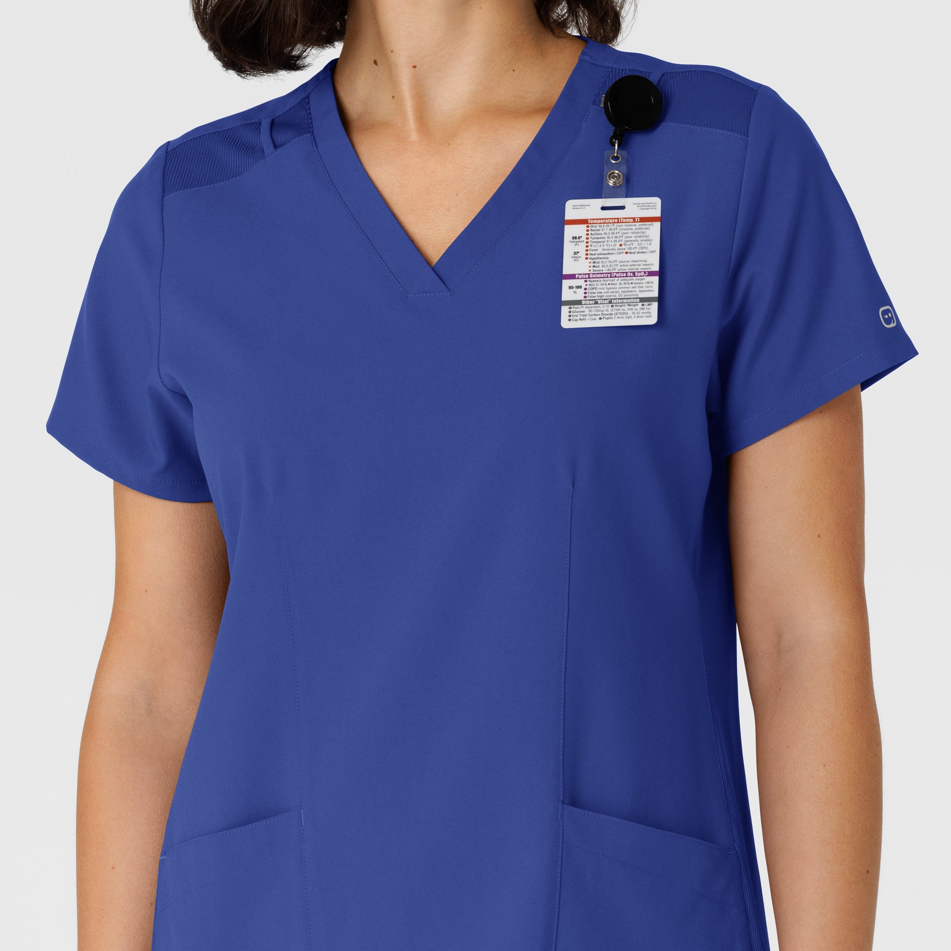 W123 6145 Women's Flex-n-Reach Side Panel V-Neck Scrub Top Galaxy Blue