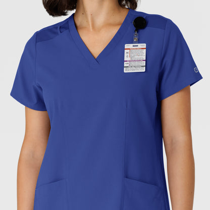 W123 6145 Women's Flex-n-Reach Side Panel V-Neck Scrub Top Galaxy Blue