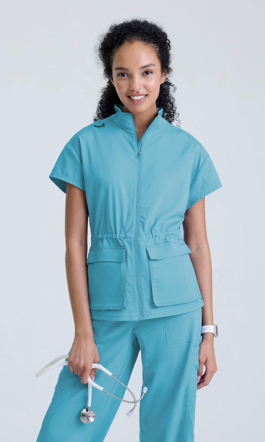 Grey's Anatomy Stretch GRST324 Nina Top Ice Blue - front