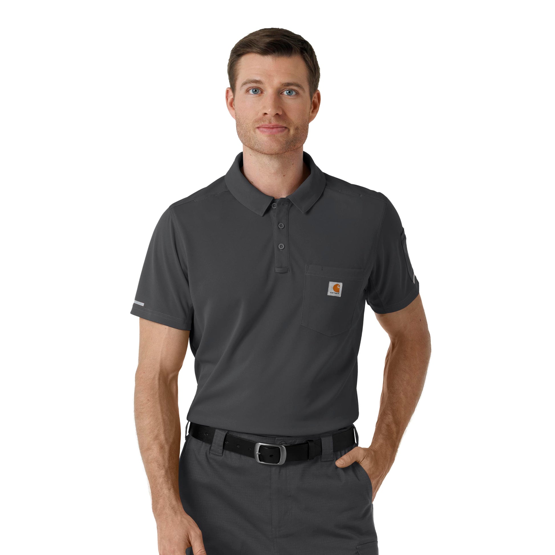 Rugged Flex C16119 Men's Lightweight Short Sleeve Polo Scrub Top Pewter