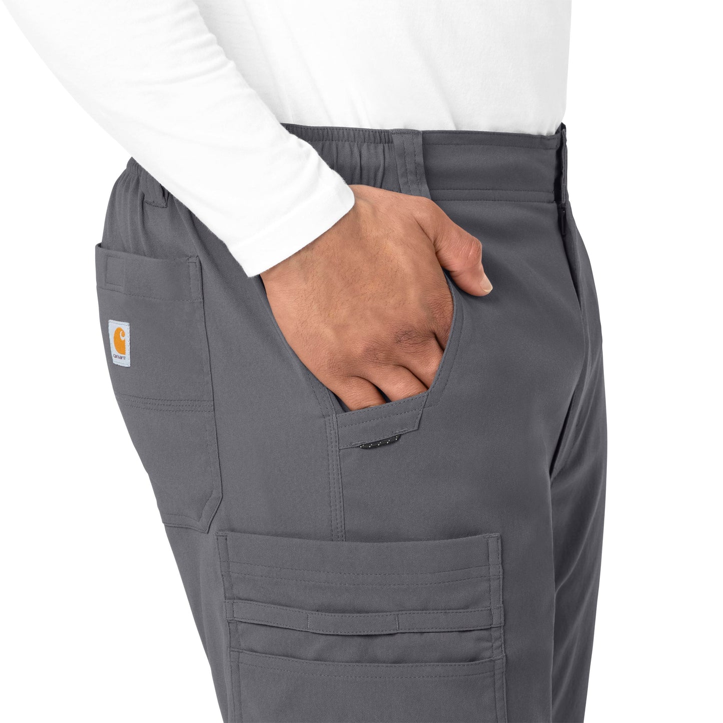 Rugged Flex Peak C55037 Men's Straight Leg Cargo Scrub Pants Pewter Model Image Alternate | Carhartt