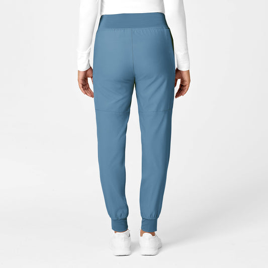 W123 5555 Women's Comfort Waist Cargo Jogger Scrub Pants Pacific Blue