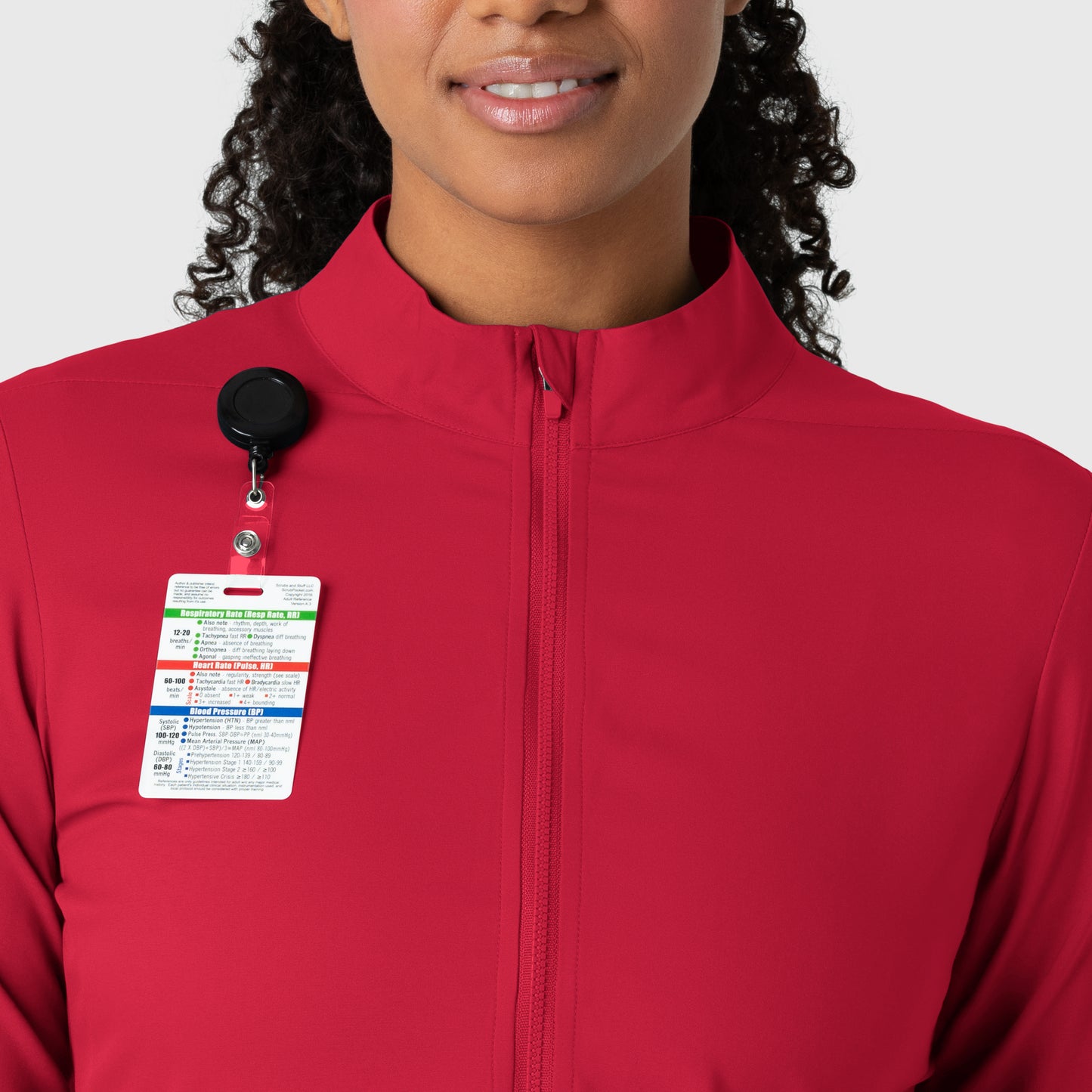 Boundless 8151 Warm Up Scrub Jacket Red Model Image Left Side | Wink