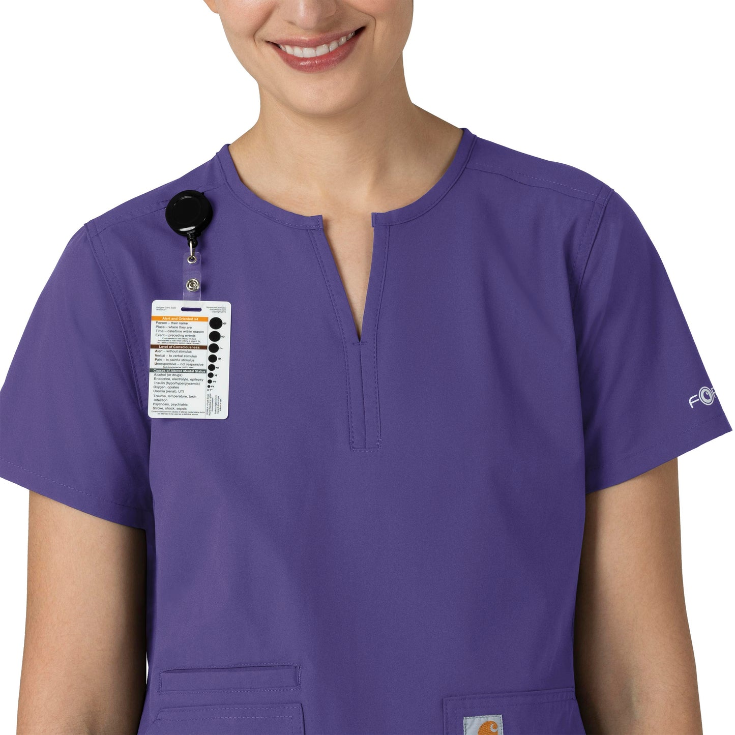 Force Essentials C12213 Notch Neck Tunic Scrub Top Grape Model Image Alternate | Carhartt