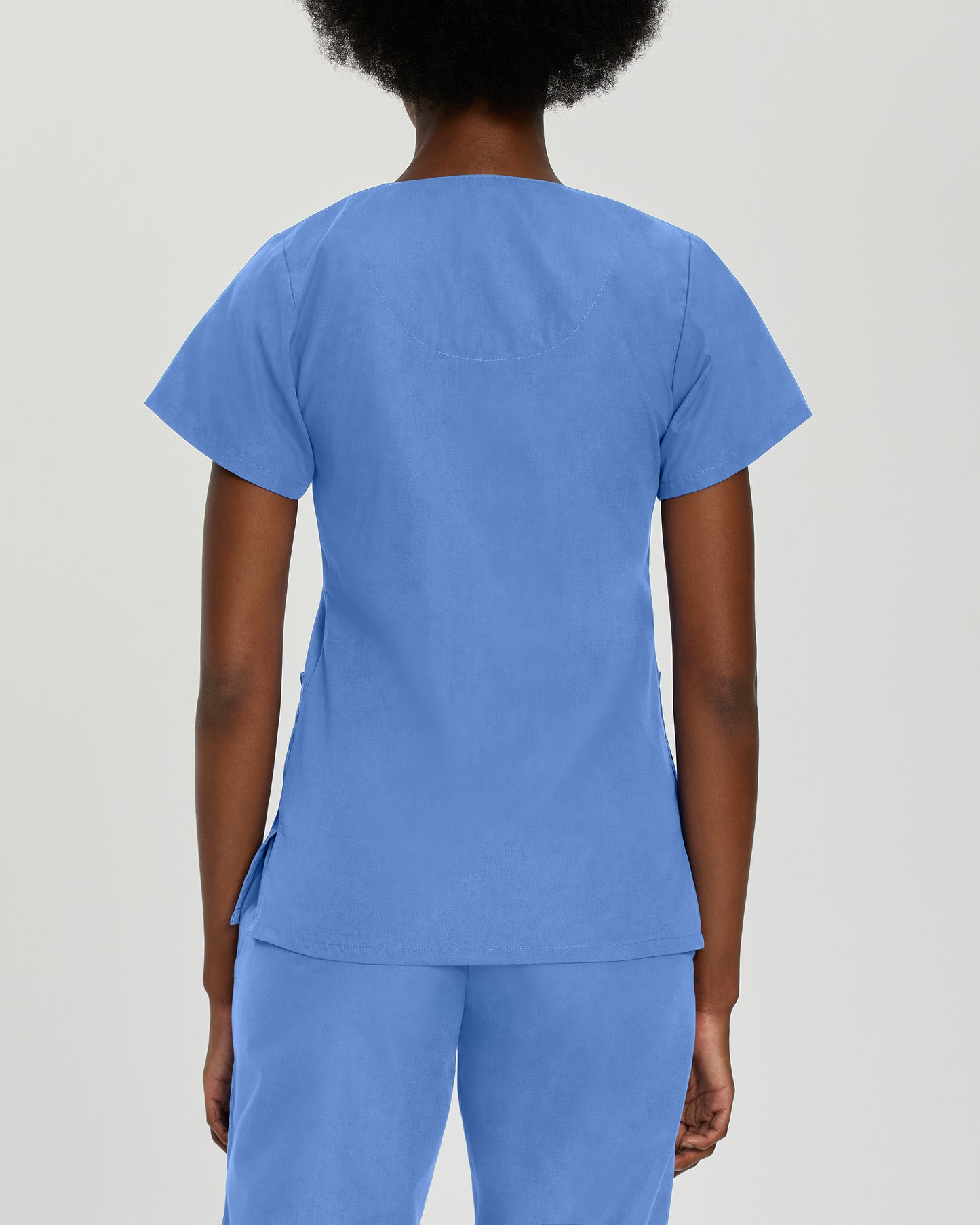 Essentials 8232 Women's 4 Pocket V Neck Scrub Top Ceil Blue Image