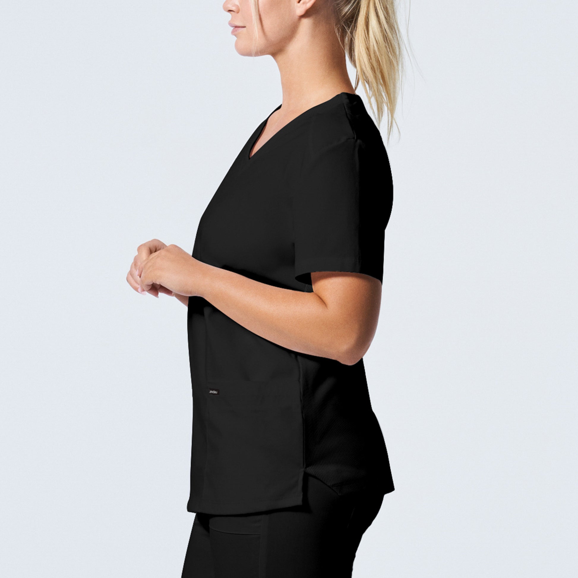 ProFlex LT105 Women's 3 Pocket V Neck Scrub Top Black Image