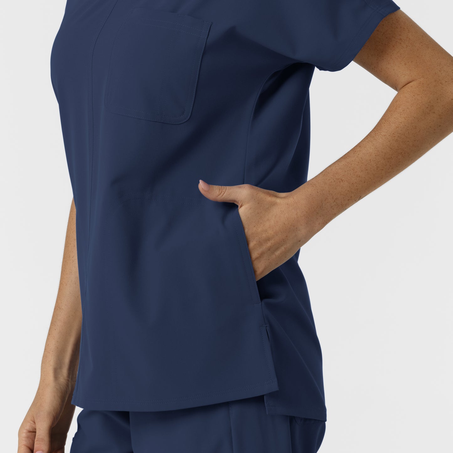 NURTUR 6280 Women's Drop Shoulder Tunic Scrub Top Navy